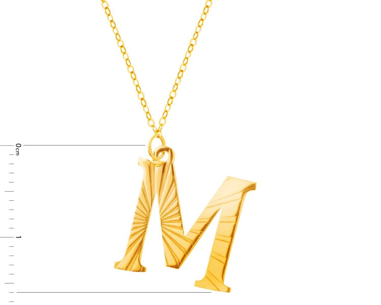 Złoty naszyjnik, ankier - litera M