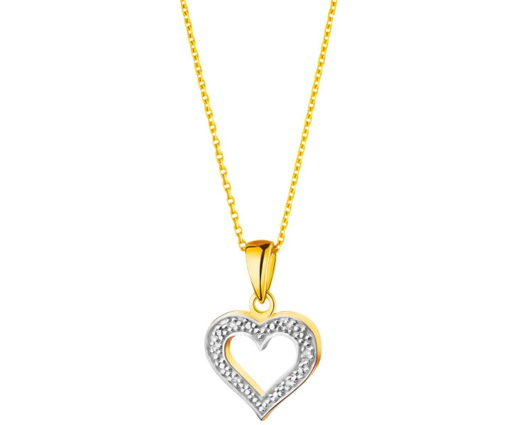 Yellow gold pendant with diamonds 0,02 ct - fineness 9 K