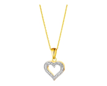 Yellow gold pendant with diamonds 0,02 ct - fineness 9 K