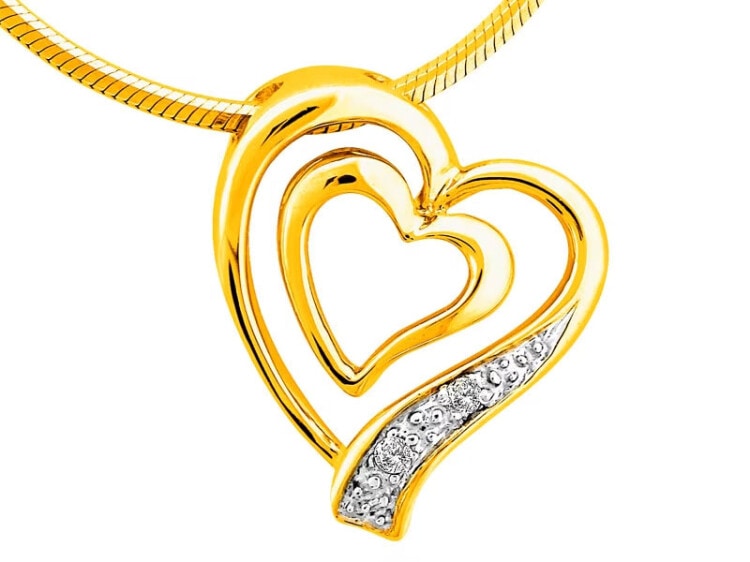 Yellow gold pendant with brilliants 0,01 ct - fineness 14 K