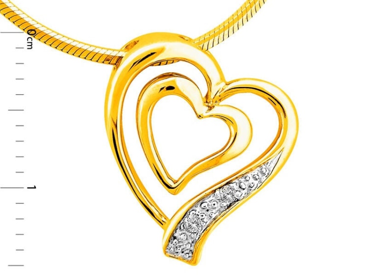 Yellow gold pendant with brilliants 0,01 ct - fineness 14 K