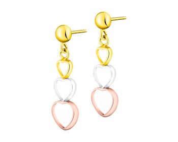 8 K Yellow, Rose & Rhodium Plated White Gold Dangling Earring