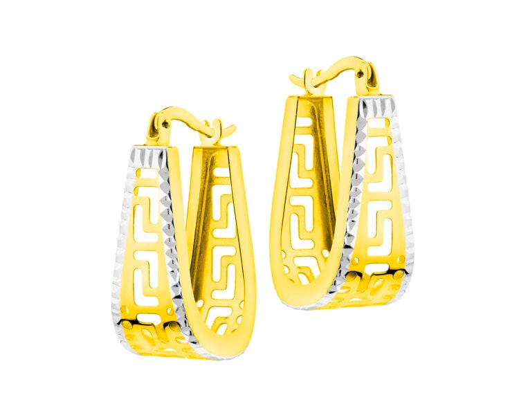 14 K Rhodium-Plated Yellow Gold Dangling Earring