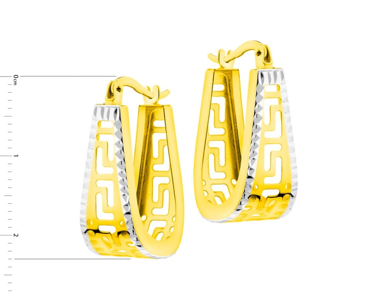 14 K Rhodium-Plated Yellow Gold Dangling Earring