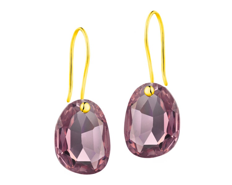 8 K Yellow Gold Dangling Earring with Crystal