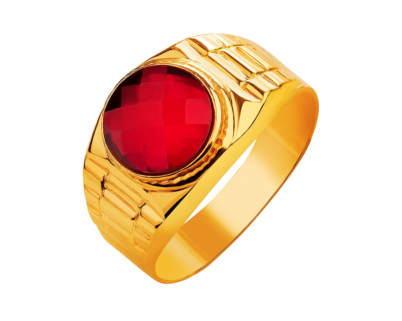 Złoty pierścionek z cyrkonią  - sygnet