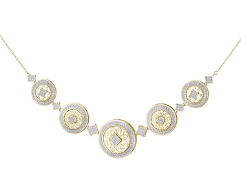 Zlatý náhrdelník s diamanty - rozety 0,60 ct - ryzost 585