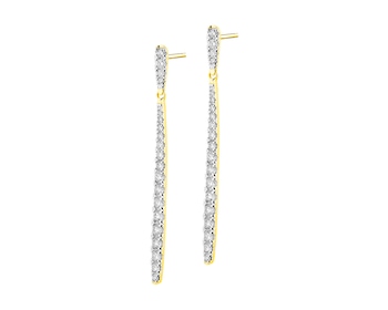 18 K Rhodium-Plated Yellow Gold Dangling Earring with Diamonds 1,29 ct - fineness 18 K