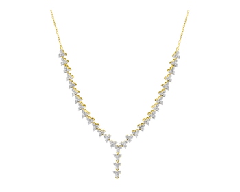 14 K Rhodium-Plated Yellow Gold Necklace with Diamonds 2 ct - fineness 14 K