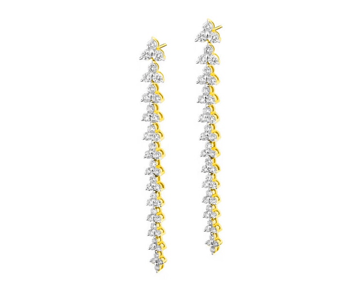 14 K Rhodium-Plated Yellow Gold Dangling Earring with Diamonds 2 ct - fineness 14 K