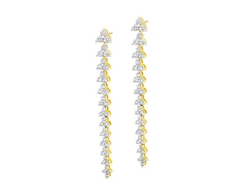 14 K Rhodium-Plated Yellow Gold Dangling Earring with Diamonds 2 ct - fineness 14 K