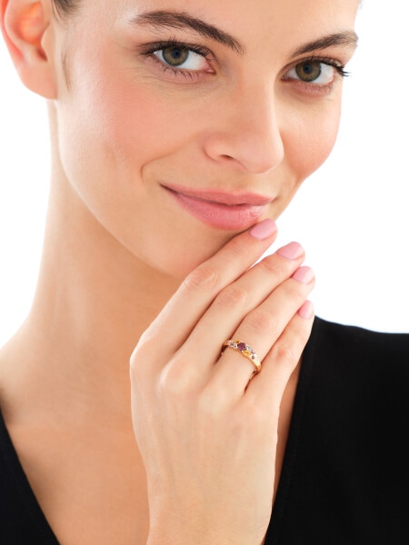 14 K Yellow Gold Ring with Diamonds - fineness 14 K