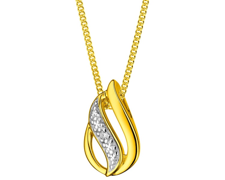 9 K Rhodium-Plated Yellow Gold Pendant with Diamond 0,006 ct - fineness 9 K