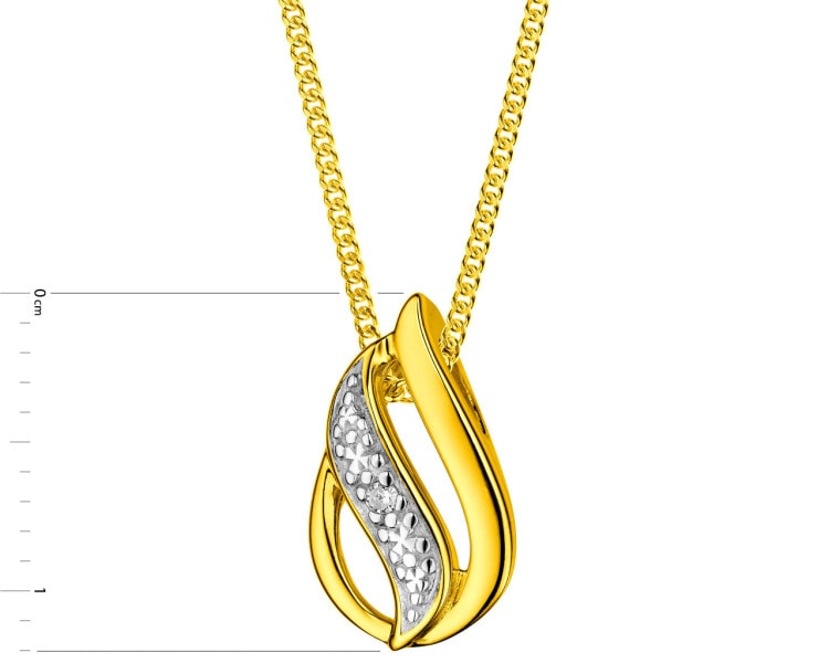 9 K Rhodium-Plated Yellow Gold Pendant with Diamond 0,006 ct - fineness 9 K