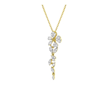 14 K Rhodium-Plated Yellow Gold Necklace with Diamonds 0,33 ct - fineness 14 K