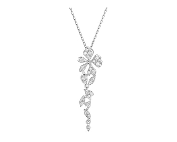 14 K Rhodium-Plated White Gold Necklace with Diamonds 0,33 ct - fineness 14 K