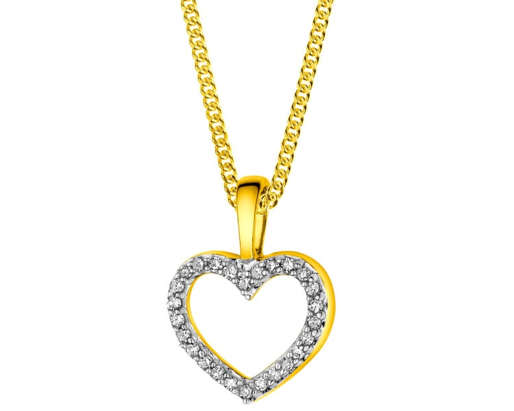 Zlatý přívěsek s diamanty - srdce 0,07 ct - ryzost 585