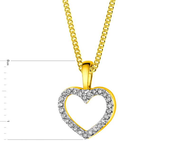 Zlatý přívěsek s diamanty - srdce 0,07 ct - ryzost 585