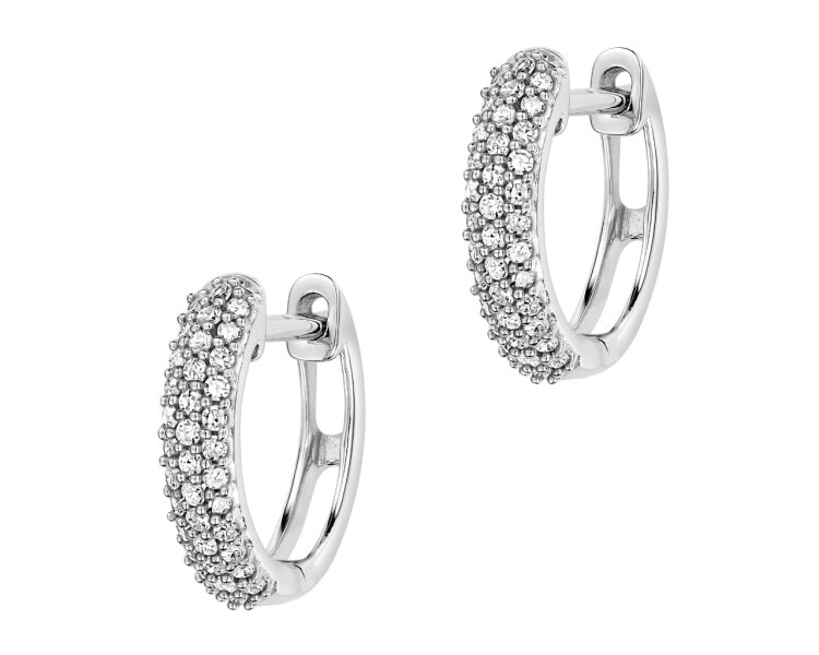 14 K Rhodium-Plated White Gold Earrings with Diamonds 0,20 ct - fineness 14 K