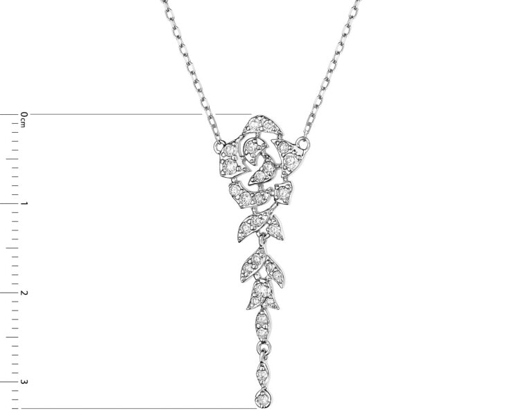 14 K Rhodium-Plated White Gold Necklace with Diamonds 0,29 ct - fineness 14 K
