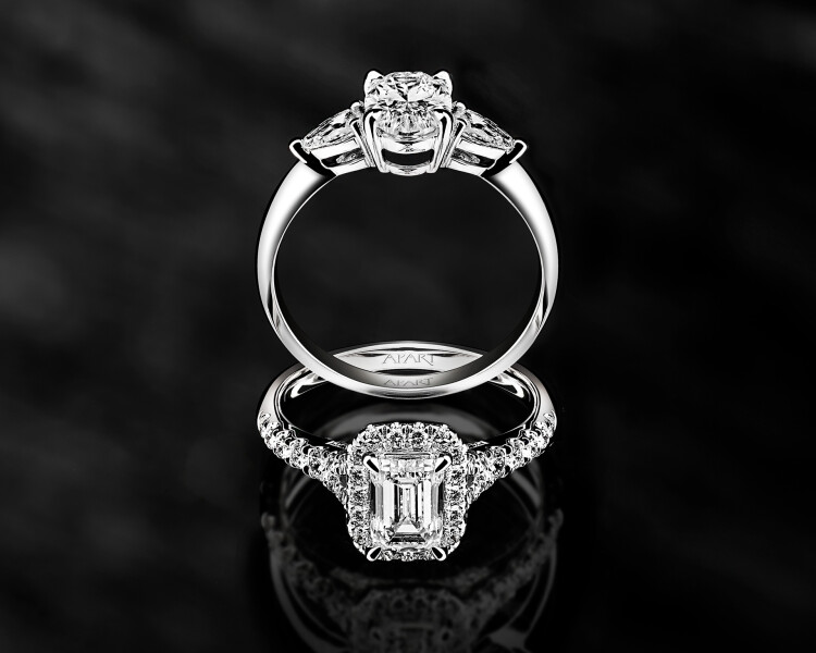 18 K Rhodium-Plated White Gold Ring - 2,62 ct - fineness 18 K