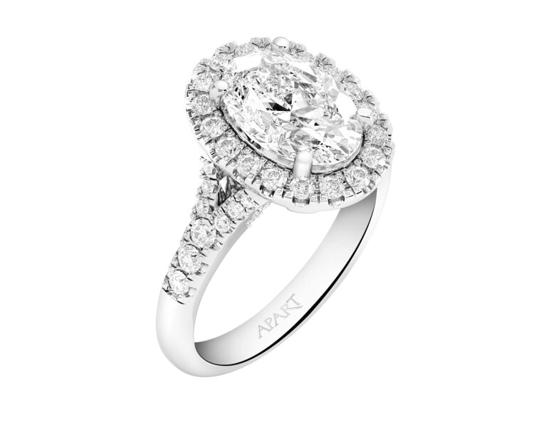 18 K Rhodium-Plated White Gold Ring 2,70 ct - fineness 18 K