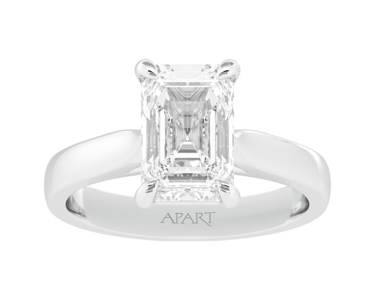 18 K Rhodium-Plated White Gold Ring with Diamond 3 ct - fineness 18 K