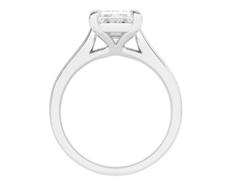 18 K Rhodium-Plated White Gold Ring with Diamond 4 ct - fineness 18 K