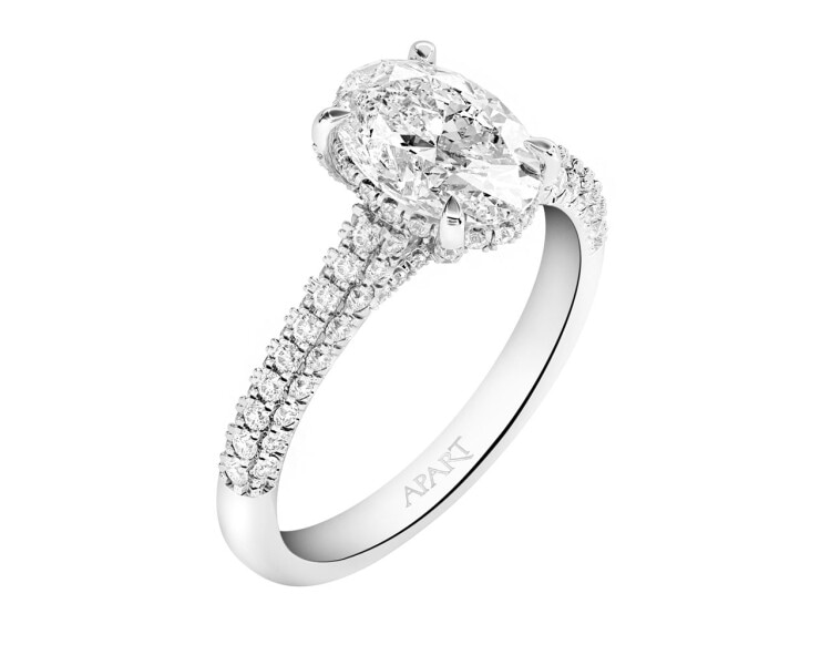 18 K Rhodium-Plated White Gold Ring 2,62 ct - fineness 18 K