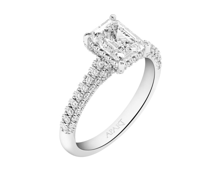 18 K Rhodium-Plated White Gold Ring 2,62 ct - fineness 18 K