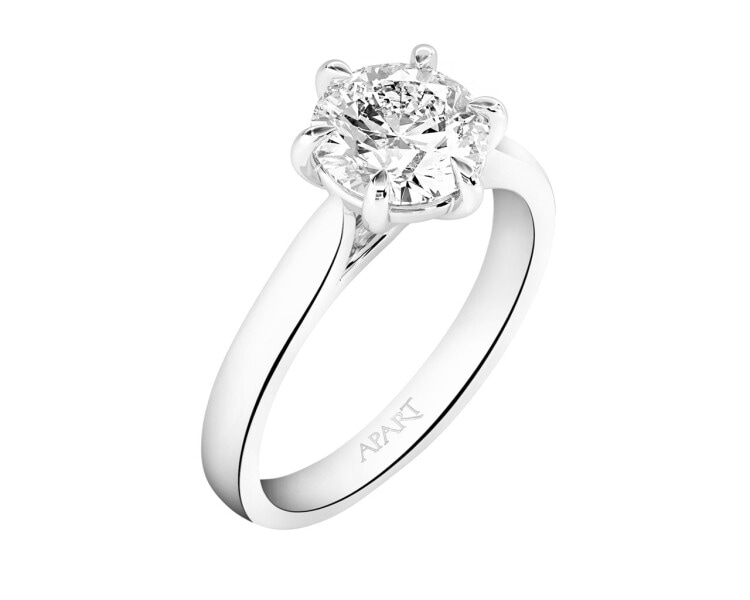 18 K Rhodium-Plated White Gold Ring with Diamond 2 ct - fineness 18 K