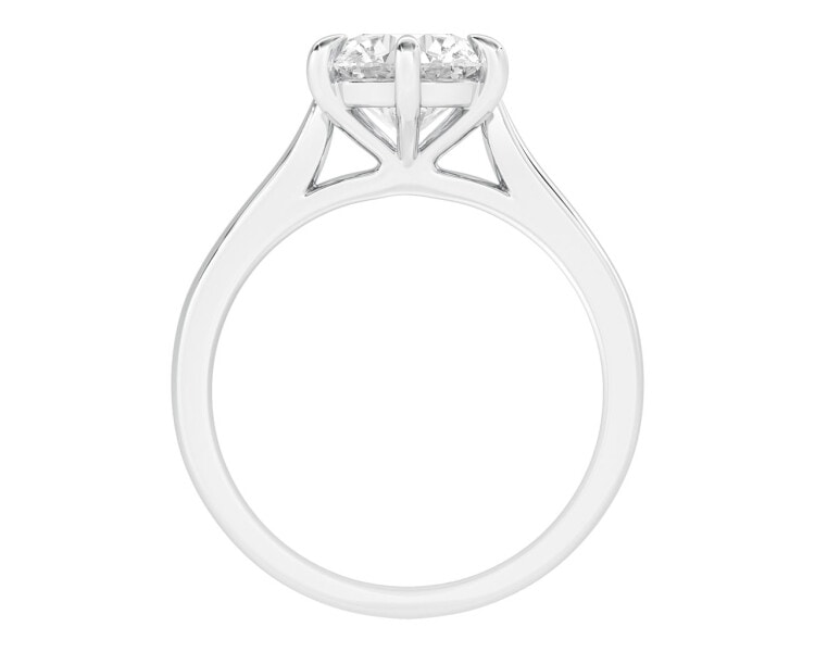 18 K Rhodium-Plated White Gold Ring with Diamond 2 ct - fineness 18 K