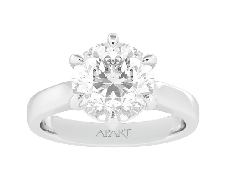 18 K Rhodium-Plated White Gold Ring with Diamond 4 ct - fineness 18 K