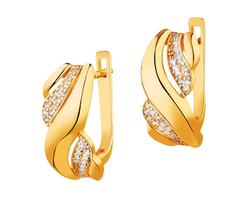 14 K Yellow Gold Dangling Earring with Cubic Zirconia