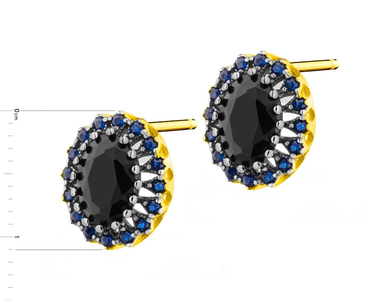 585 Yellow Gold/Black Rhodium Earrings with Cubic Zirconia