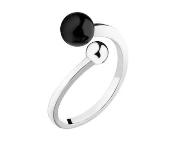 Stříbrný prsten s achátem - kuličky