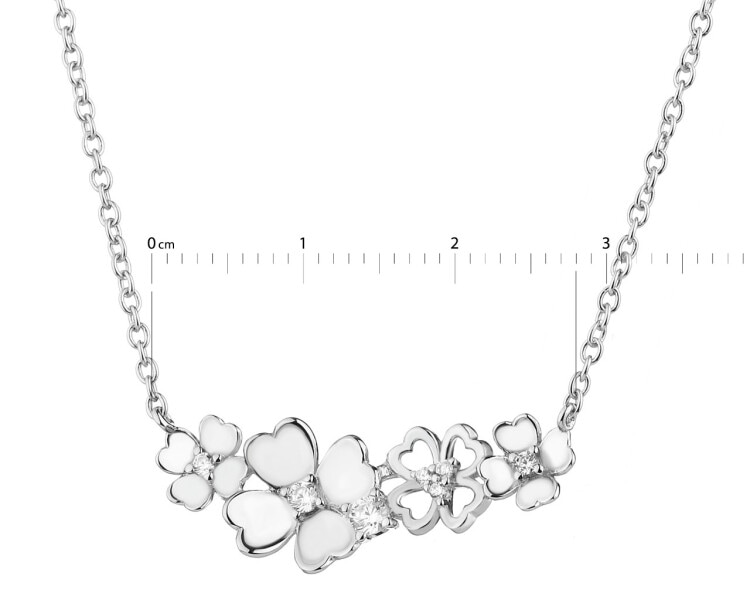 Rhodium Plated Silver Necklace with Cubic Zirconia