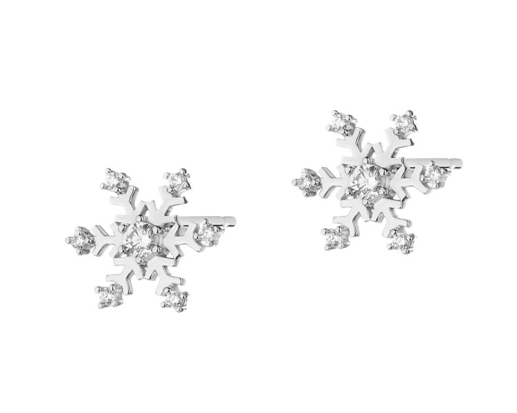 Stříbrné náušnice se zirkony - sněhové vločky