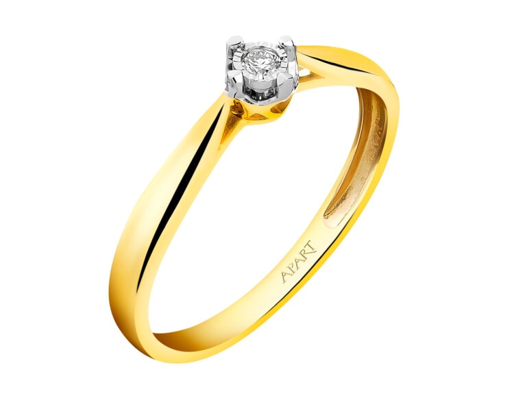Prsten ze žlutého a bílého zlata s briliantem - srdce 0,03 ct - ryzost 585