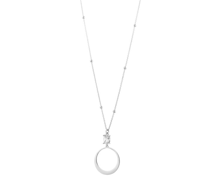 Stříbrný náhrdelník se zirkony - kroužek, kuličky