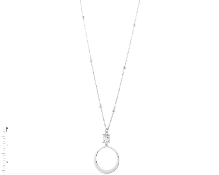 Stříbrný náhrdelník se zirkony - kroužek, kuličky