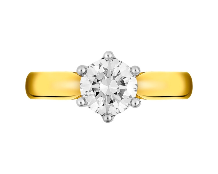 Zlatý prsten s briliantem - SI1/H 1 ct - ryzost 585