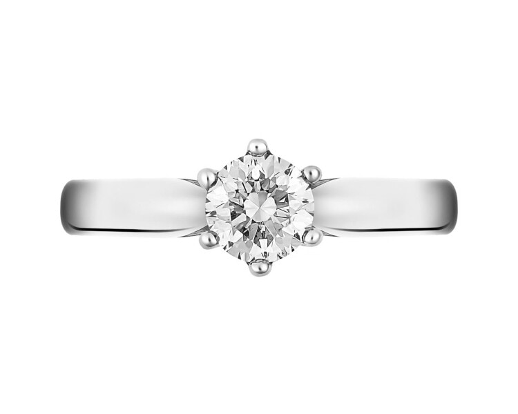 14 K Rhodium-Plated White Gold Ring with Diamond 0,50 ct - fineness 14 K
