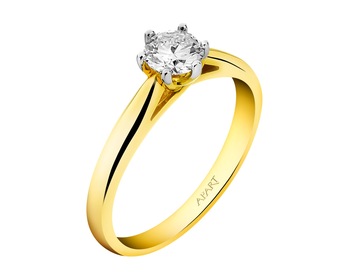 Zlatý prsten s briliantem - SI1/G 0,44 ct - ryzost 585