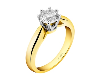 Prsten ze žlutého a bílého zlata s briliantem - SI1/H 1 ct - ryzost 585