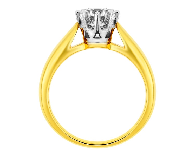 Prsten ze žlutého a bílého zlata s briliantem - SI1/H 1 ct - ryzost 585