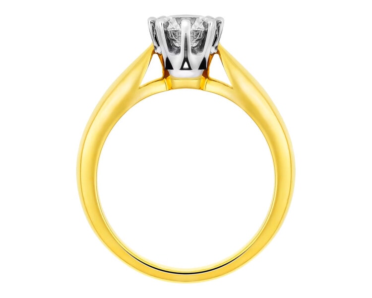 Prsten ze žlutého a bílého zlata s briliantem - SI1/H 0,70 ct - ryzost 585