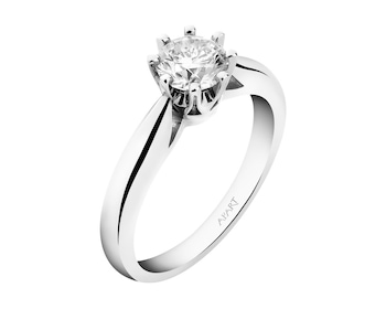 14 K Rhodium-Plated White Gold Ring with Diamond 0,70 ct - fineness 14 K