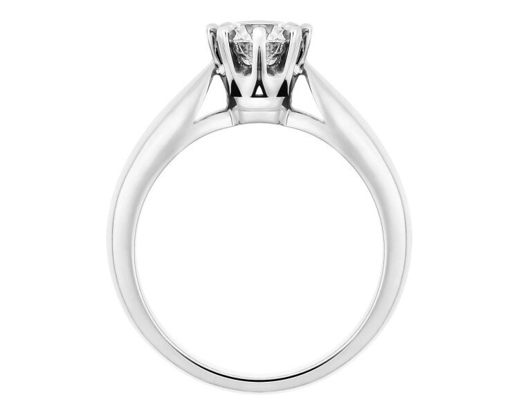 14 K Rhodium-Plated White Gold Ring with Diamond 0,70 ct - fineness 14 K