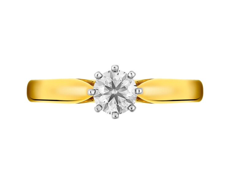 Prsten ze žlutého a bílého zlata s briliantem - SI2/H 0,50 ct - ryzost 585